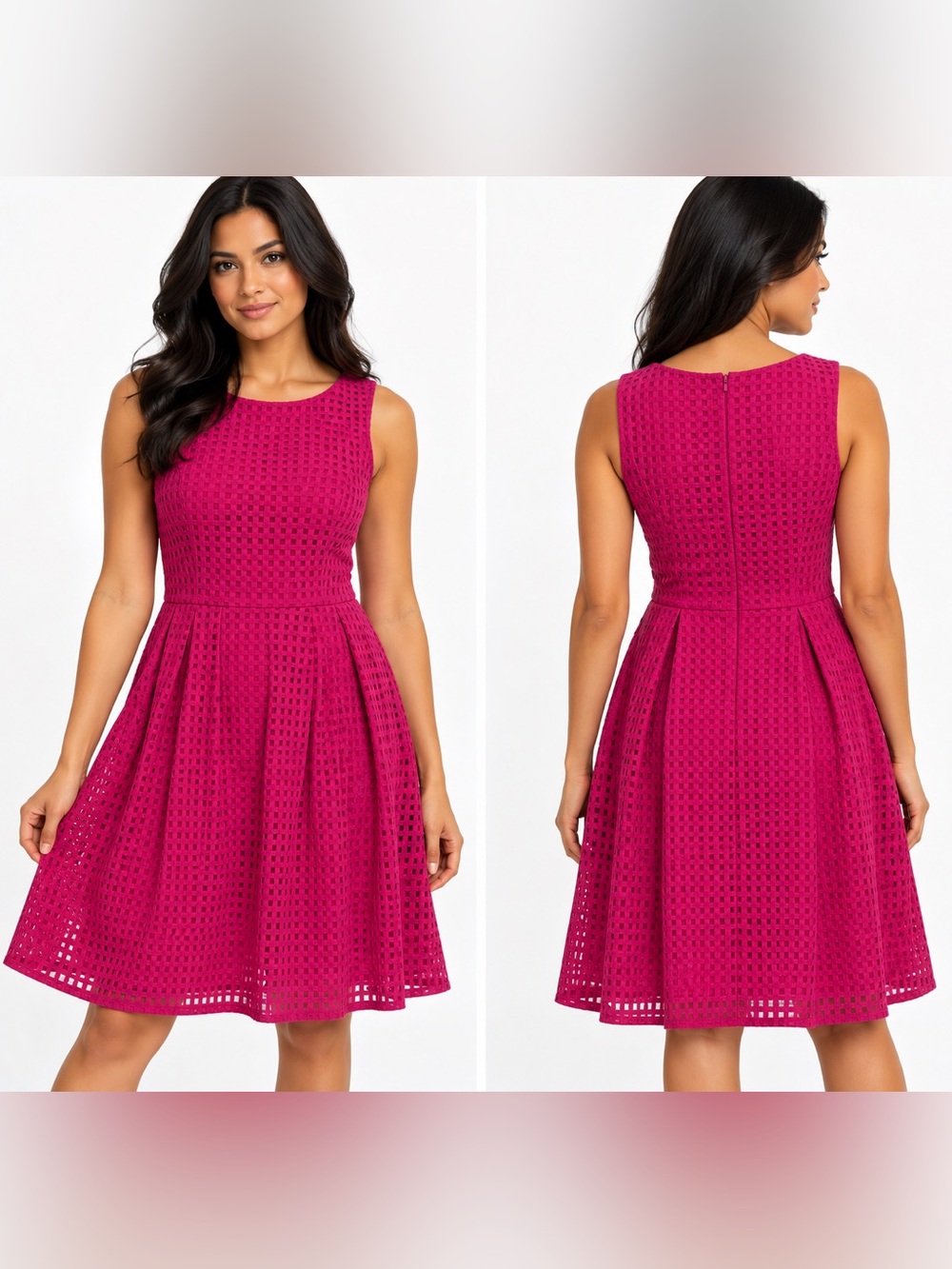 Fuchsia Sleeveless Fit & Flare Dress